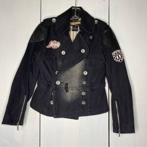 Icon Motorsports Moto Black Canvas Women's Padded Motorcycle Jacket